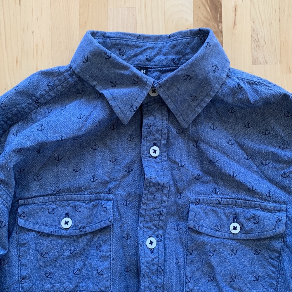 Men’s Denim Button Up With Anchor Pattern - image 2